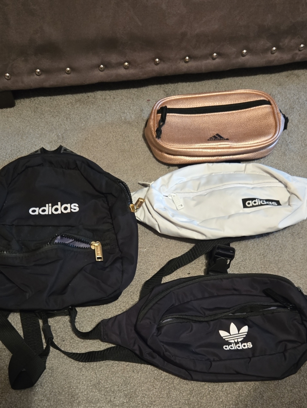 adidas Black, White and Rose Gold Belt Bag Set